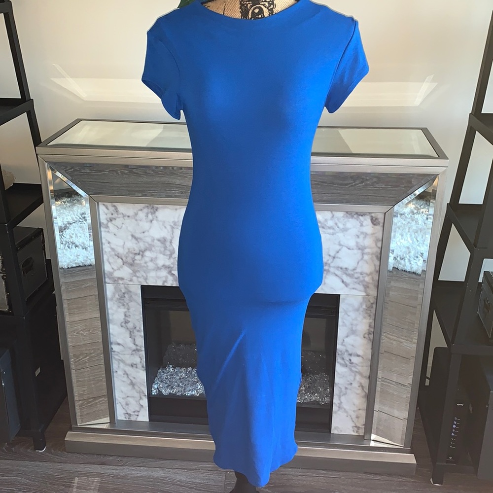 NWT unique vintage cobalt blue wiggle dress.